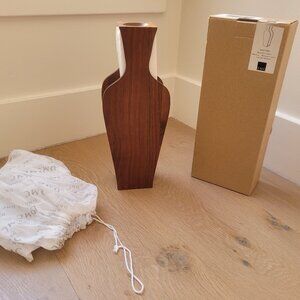 NWT Modern Wooden Vase Walnut Natural Color 12 inches 300 mm  DMC